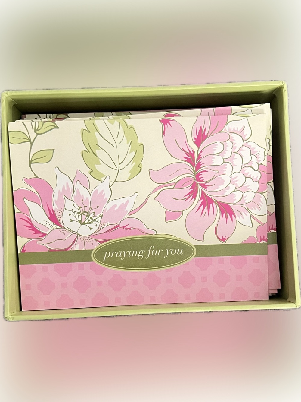 Floral 'Praying for You' Blank Note Cards Floral Pink Envelopes Stationery